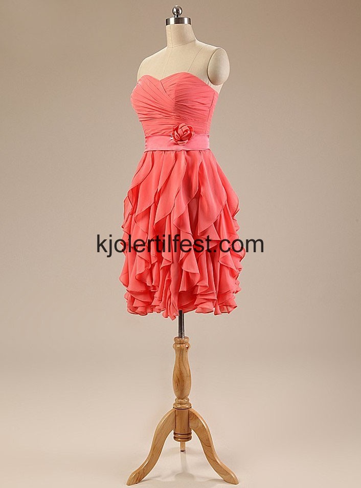 Vannmelon Kort Chiffon Brudepikekjoler