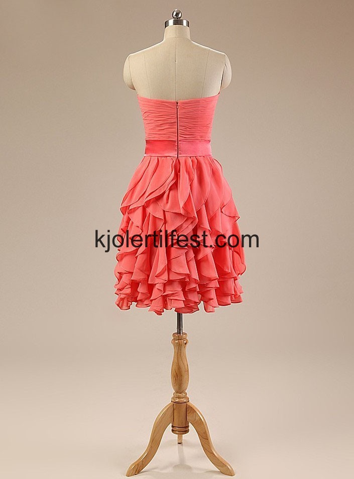 Vannmelon Kort Chiffon Brudepikekjoler