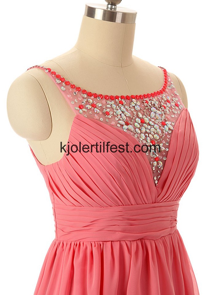 Vannmelon Perler Chiffon Lange Ballkjoler