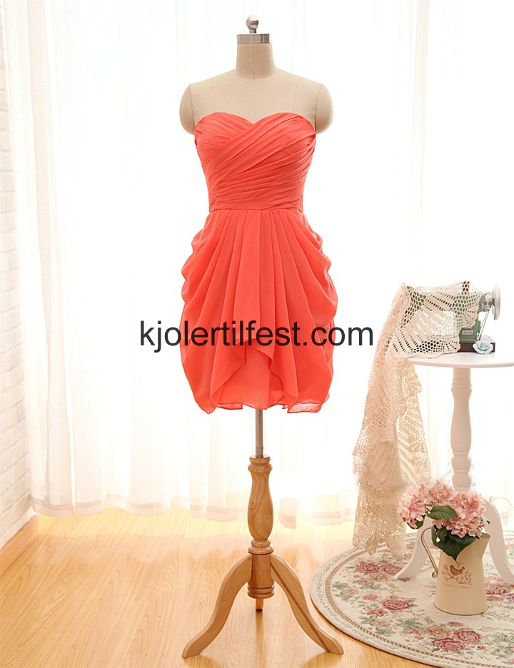 Vannmelon A-Linje Kort Chiffon Selskapskjoler
