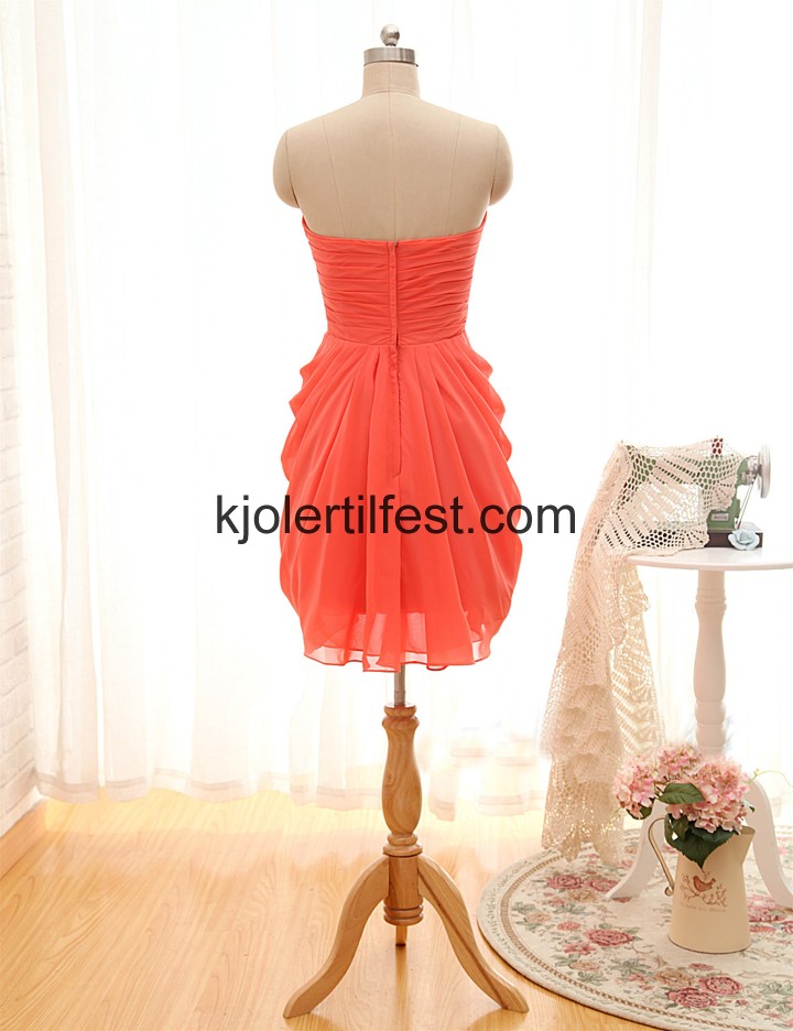 Vannmelon A-Linje Kort Chiffon Selskapskjoler