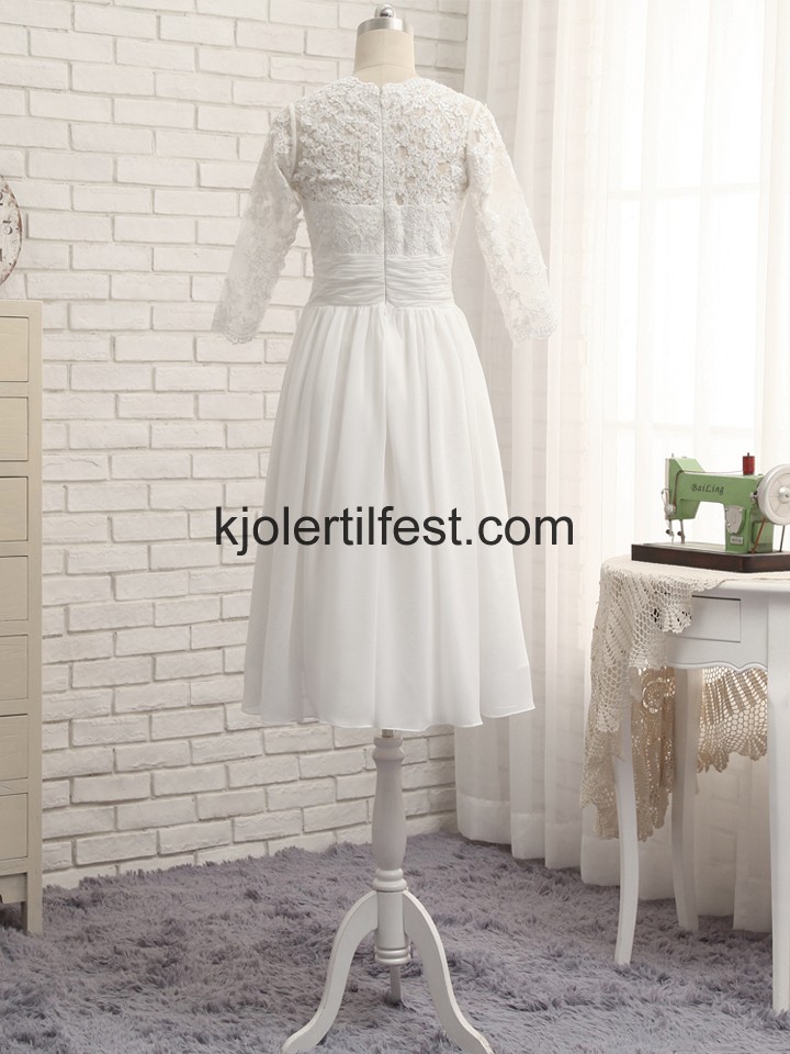 Hvit A-Linje Chiffon Kort Brudekjoler