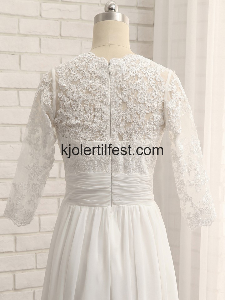 Hvit A-Linje Chiffon Kort Brudekjoler